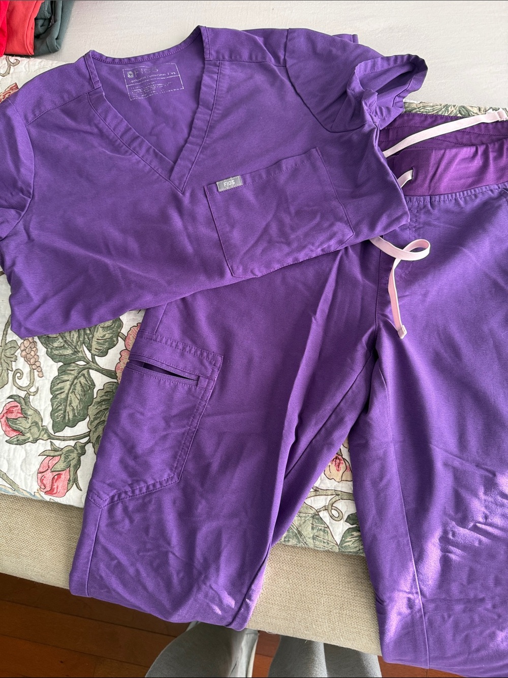 Figs Kids Purple Scrub Set with Drawstring Joggers